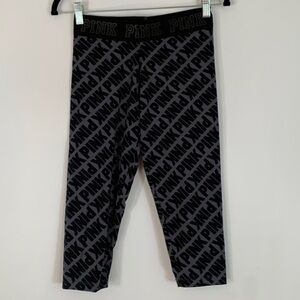 Victoria’s Secret PINK Black & Grey Cropped Logo Leggings Capris